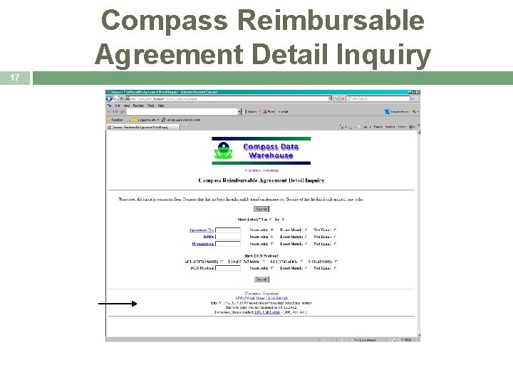 Compass Reimbursable Agreement Detail Inquiry 17 