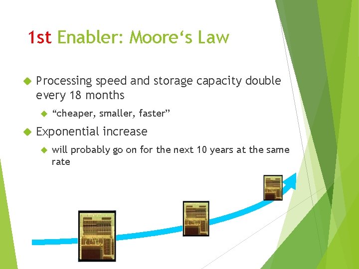 1 st Enabler: Moore‘s Law Processing speed and storage capacity double every 18 months