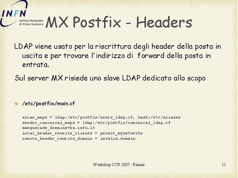 MX Postfix - Headers LDAP viene usato per la riscrittura degli header della posta