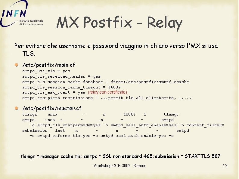 MX Postfix - Relay Per evitare che username e password viaggino in chiaro verso