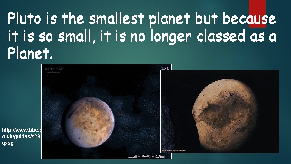 Pluto is the smallest planet but because it is so small, it is no