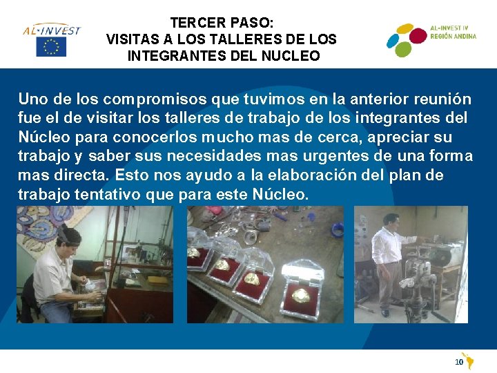 TERCER PASO: VISITAS A LOS TALLERES DE LOS INTEGRANTES DEL NUCLEO Uno de los