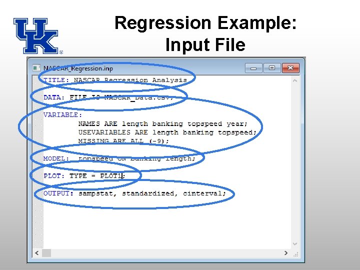 Regression Example: Input File 