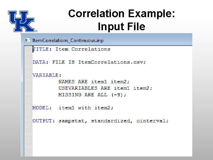 Correlation Example: Input File 