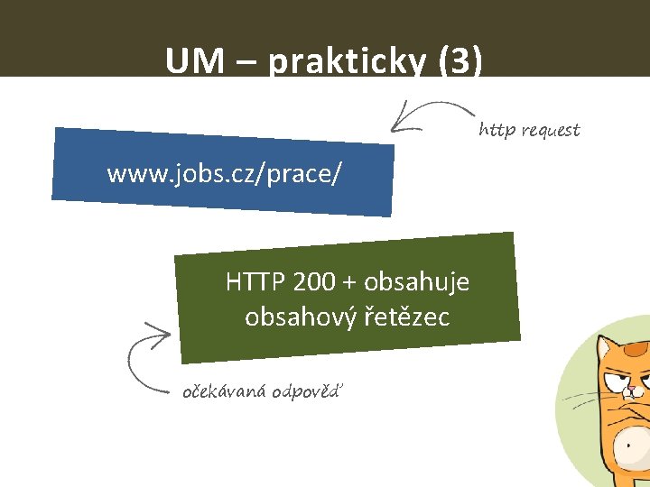 UM – prakticky (3) http request www. jobs. cz/prace/ HTTP 200 + obsahuje obsahový