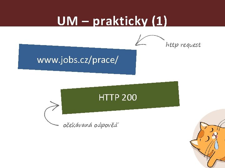 UM – prakticky (1) http request www. jobs. cz/prace/ HTTP 200 očekávaná odpověď 
