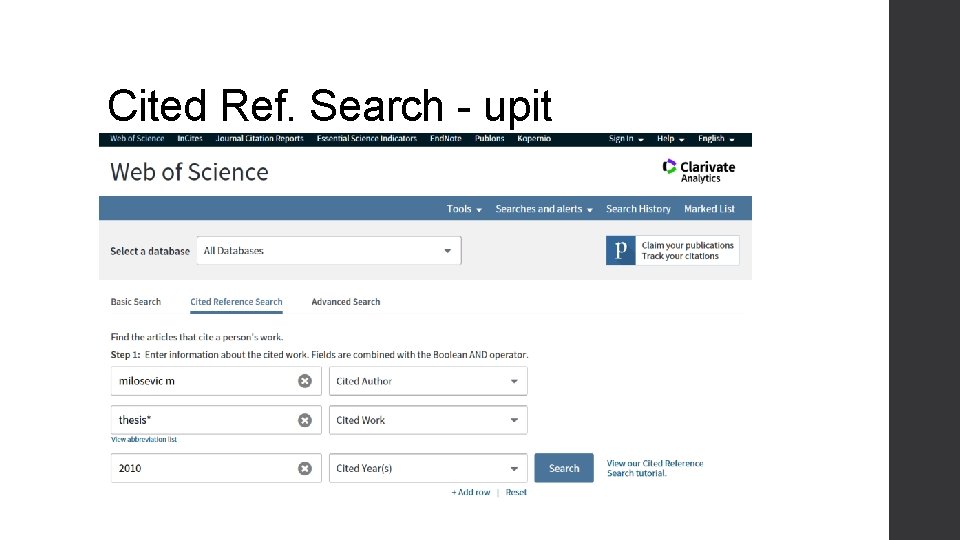 Cited Ref. Search - upit 