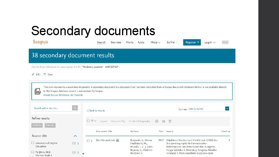 Secondary documents 
