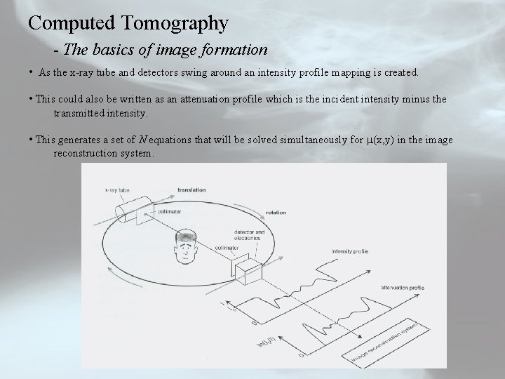 Computed Tomography - The basics of image formation • As the x-ray tube and