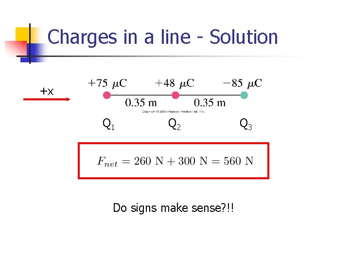 Charges in a line - Solution +x Q 1 Q 2 Do signs make