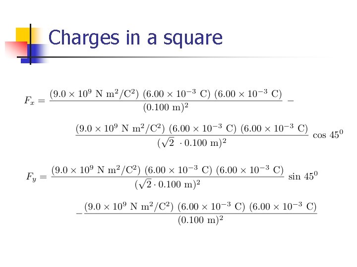 Charges in a square 