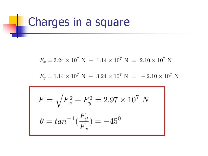 Charges in a square 