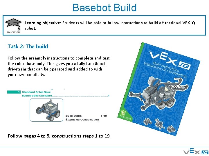 Basebot Build Learning objective: Students will be able to follow instructions to build a Basebot Build Learning objective: Students will be able to follow instructions to build a