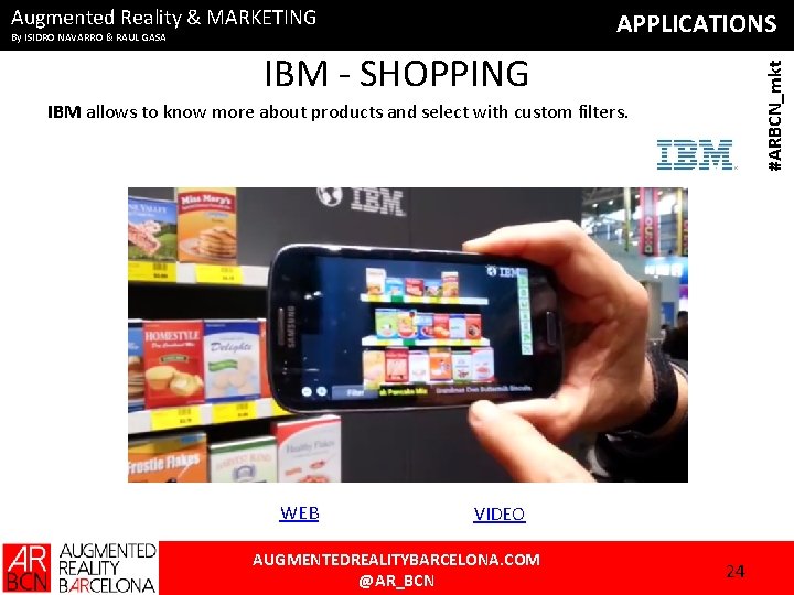 Augmented Reality & MARKETING APPLICATIONS By ISIDRO NAVARRO & RAUL GASA #ARBCN_mkt IBM -
