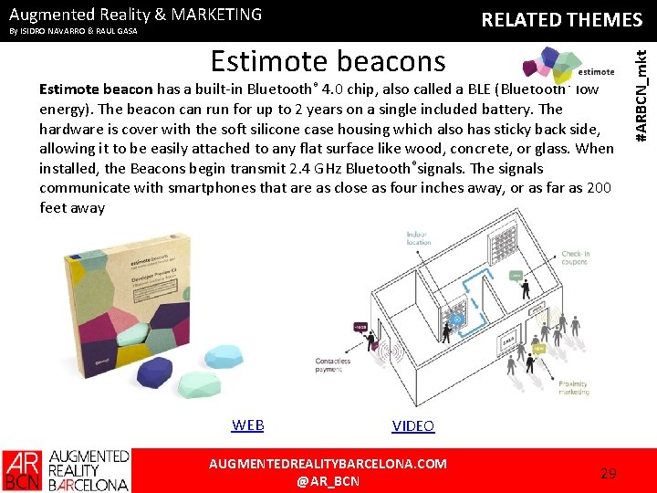 Augmented Reality & MARKETING Estimote beacons Estimote beacon has a built-in Bluetooth® 4. 0