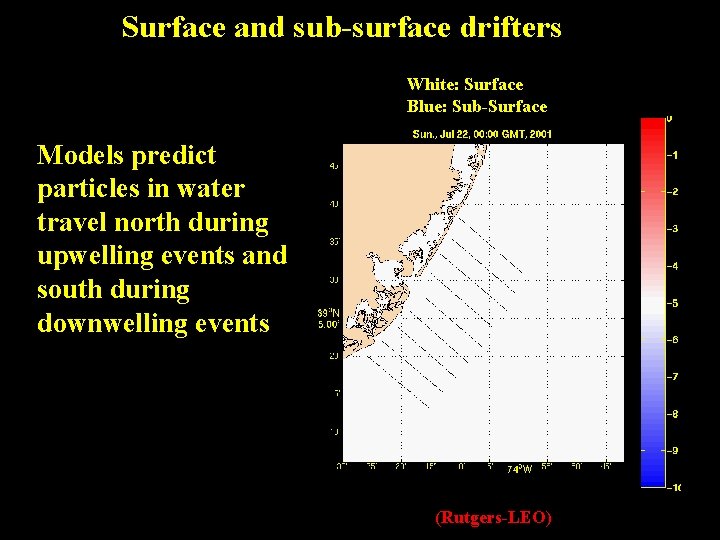 Surface and sub-surface drifters White: Surface Blue: Sub-Surface Models predict particles in water travel