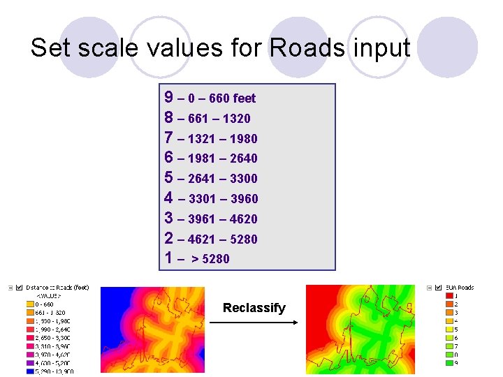 Set scale values for Roads input 9 – 0 – 660 feet 8 –