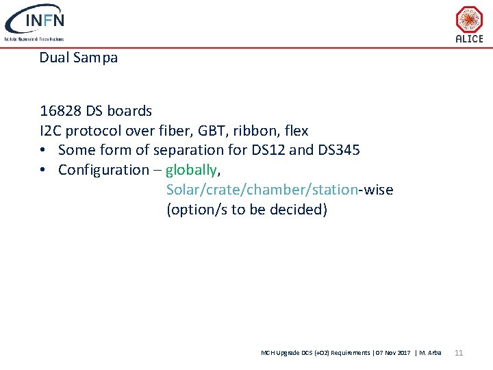 Dual Sampa 16828 DS boards I 2 C protocol over fiber, GBT, ribbon, flex