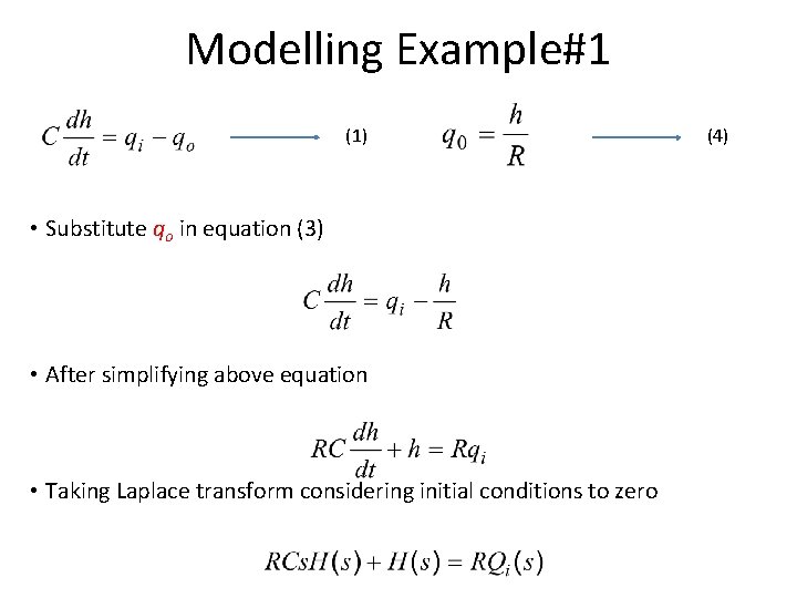 Modelling Example#1 (1) • Substitute qo in equation (3) • After simplifying above equation