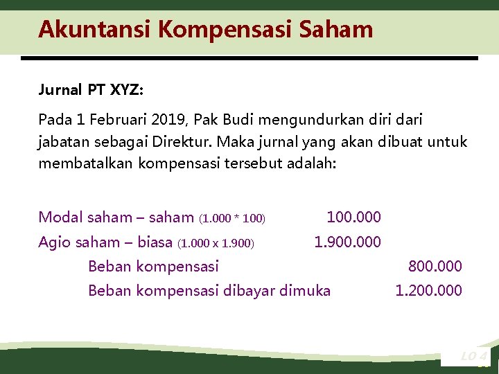 Akuntansi Kompensasi Saham Jurnal PT XYZ: Pada 1 Februari 2019, Pak Budi mengundurkan diri