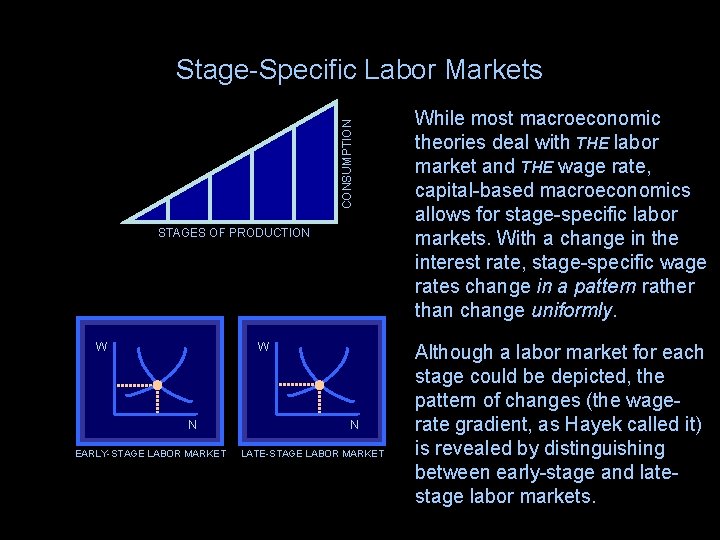 CONSUMPTION Stage-Specific Labor Markets STAGES OF PRODUCTION W W N EARLY-STAGE LABOR MARKET N
