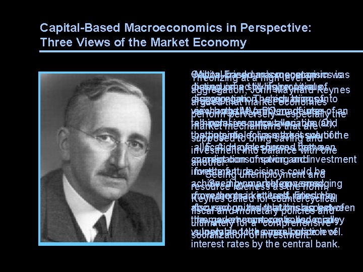 Capital-Based Macroeconomics in Perspective: Three Views of the Market Economy Capital-based Milton Friedman’s was