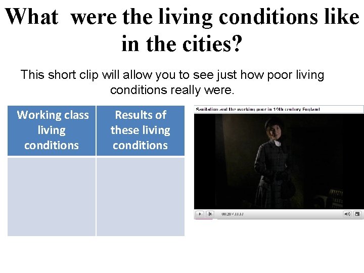 What were the living conditions like in the cities? This short clip will allow