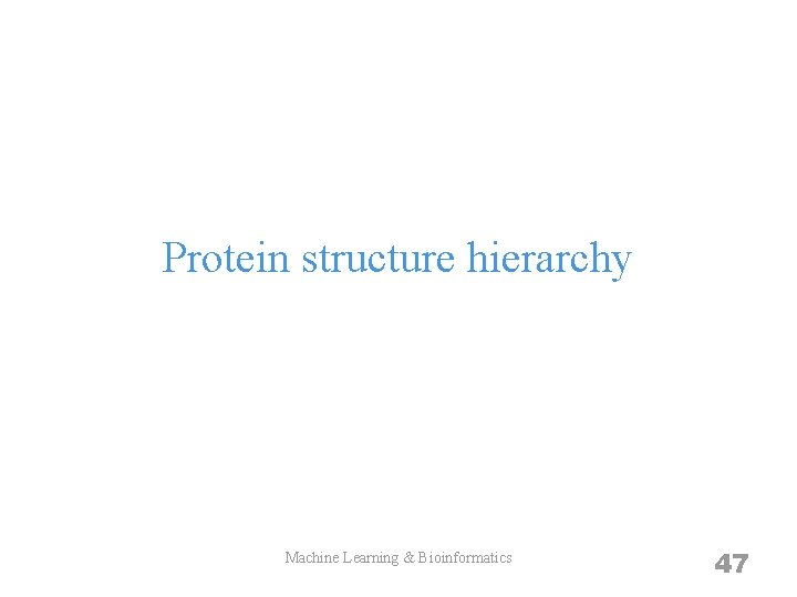 Protein structure hierarchy Machine Learning & Bioinformatics 47 