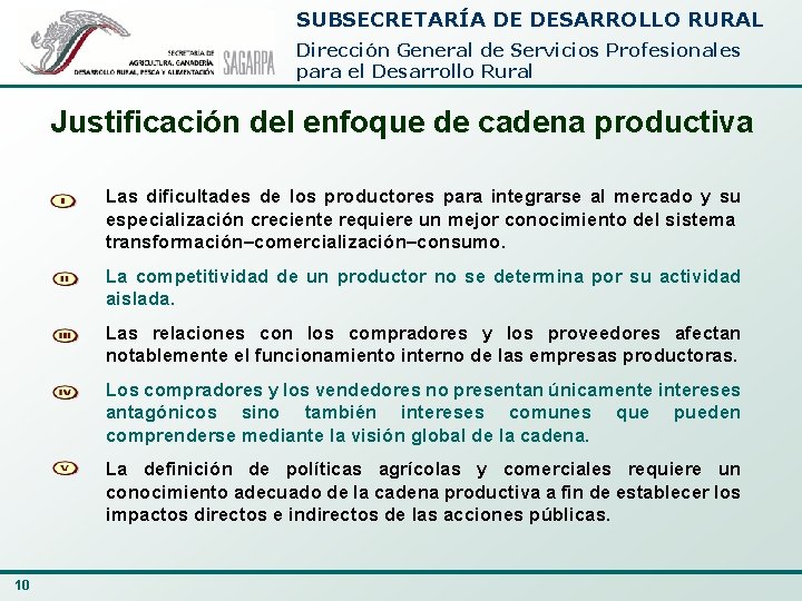 SUBSECRETARÍA DE DESARROLLO RURAL Dirección General de Servicios Profesionales para el Desarrollo Rural Justificación