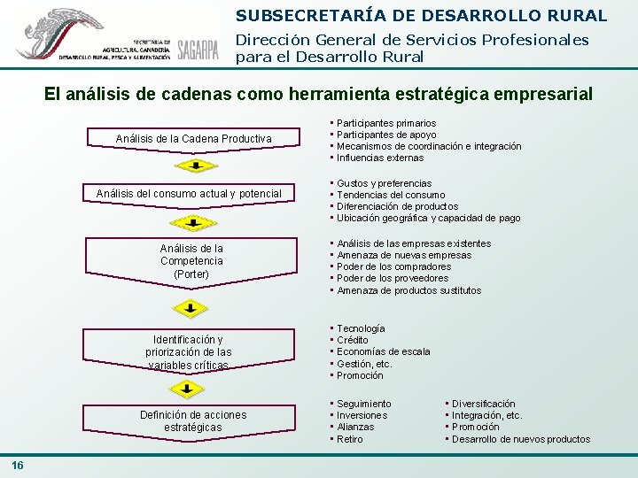 SUBSECRETARÍA DE DESARROLLO RURAL Dirección General de Servicios Profesionales para el Desarrollo Rural El