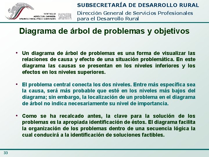 SUBSECRETARÍA DE DESARROLLO RURAL Dirección General de Servicios Profesionales para el Desarrollo Rural Diagrama