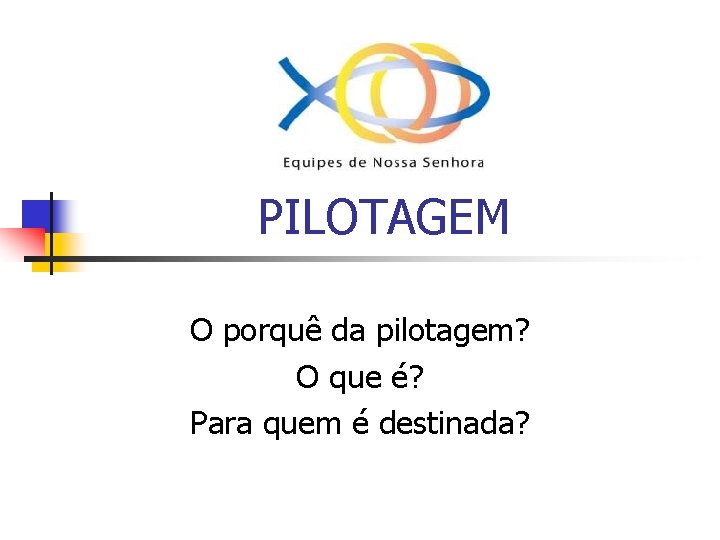 PILOTAGEM O porquê da pilotagem? O que é? Para quem é destinada? 