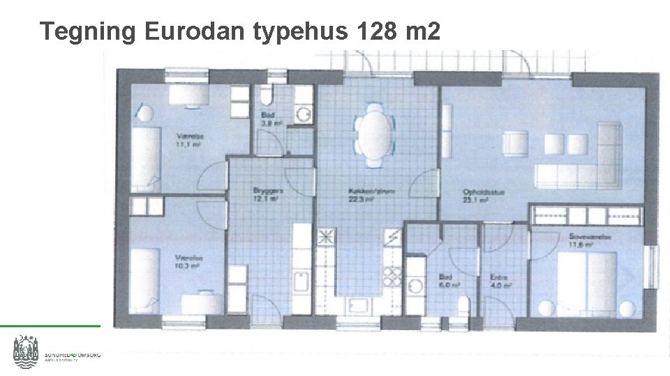 Tegning Eurodan typehus 128 m 2 