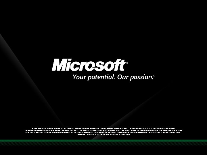 © 2009 Microsoft Corporation. All rights reserved. Microsoft, Windows Vista and other product names