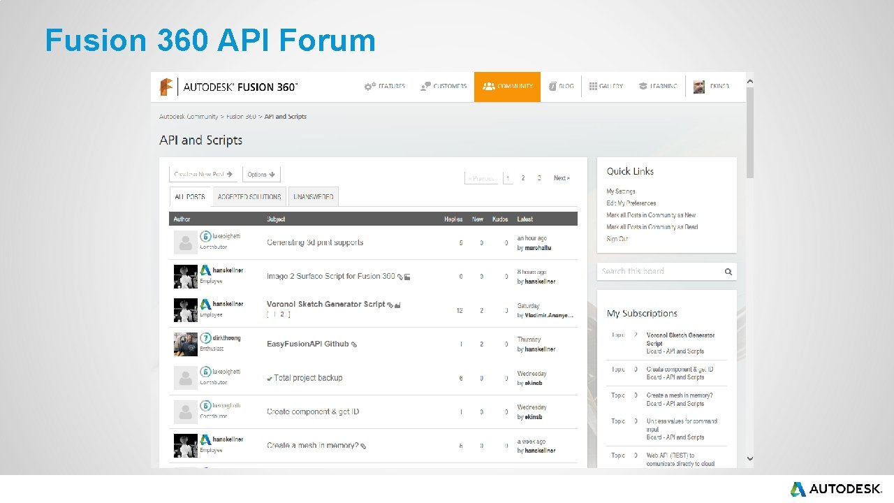Fusion 360 API Forum Fusion 360 API Forum