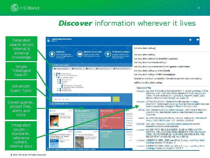 9 Discover information wherever it lives Federated search across internal & external knowledge Single 9 Discover information wherever it lives Federated search across internal & external knowledge Single
