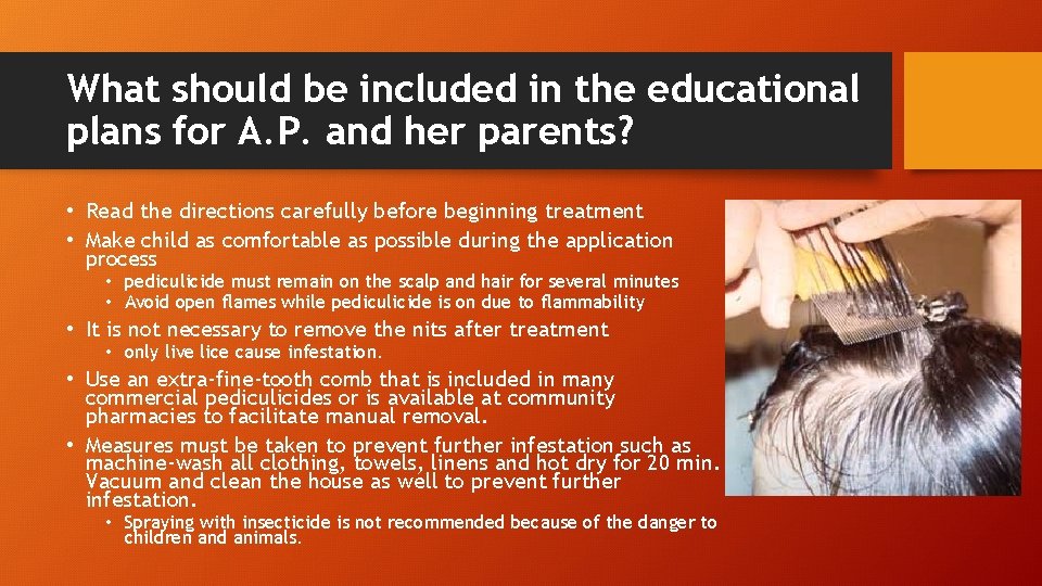 What should be included in the educational plans for A. P. and her parents?