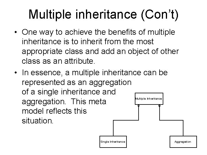 Multiple inheritance (Con’t) • One way to achieve the benefits of multiple inheritance is