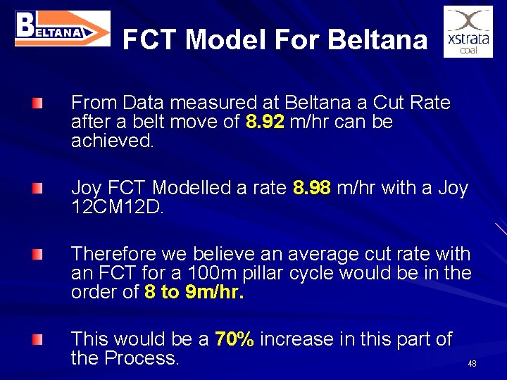 FCT Model For Beltana From Data measured at Beltana a Cut Rate after a