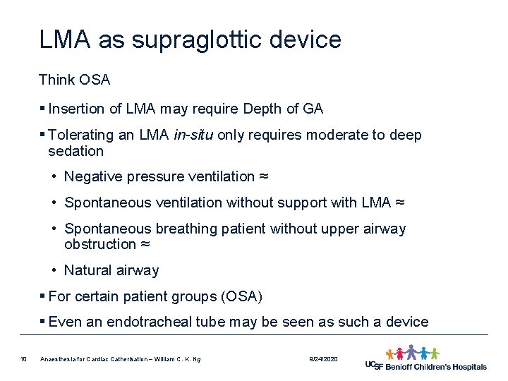 Anaesthesia for Cardiac Catherisation UCSF Mission Bay Cath