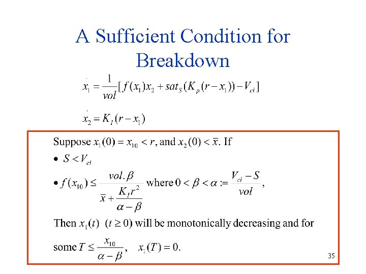 A Sufficient Condition for Breakdown 35 