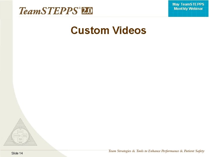 May Team. STEPPS Monthly Webinar Custom Videos Slide 14 TEAMSTEPPS 05. 2 