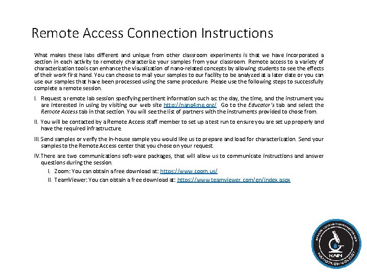 Remote Access Connection Instructions What makes these labs different and unique from other classroom