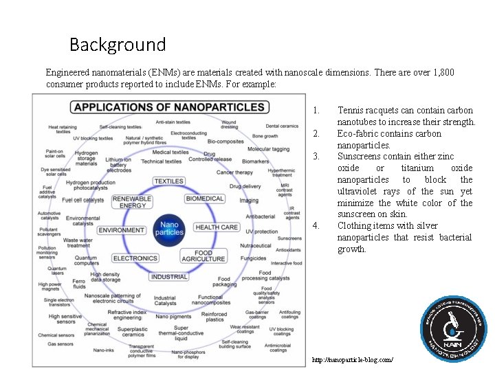 Background Engineered nanomaterials (ENMs) are materials created with nanoscale dimensions. There are over 1,