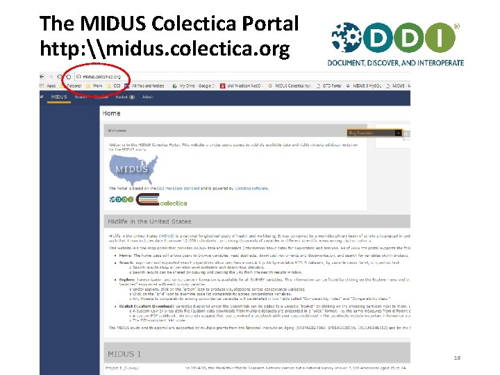 The MIDUS Colectica Portal http: \midus. colectica. org 18 