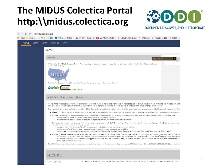 The MIDUS Colectica Portal http: \midus. colectica. org 28 