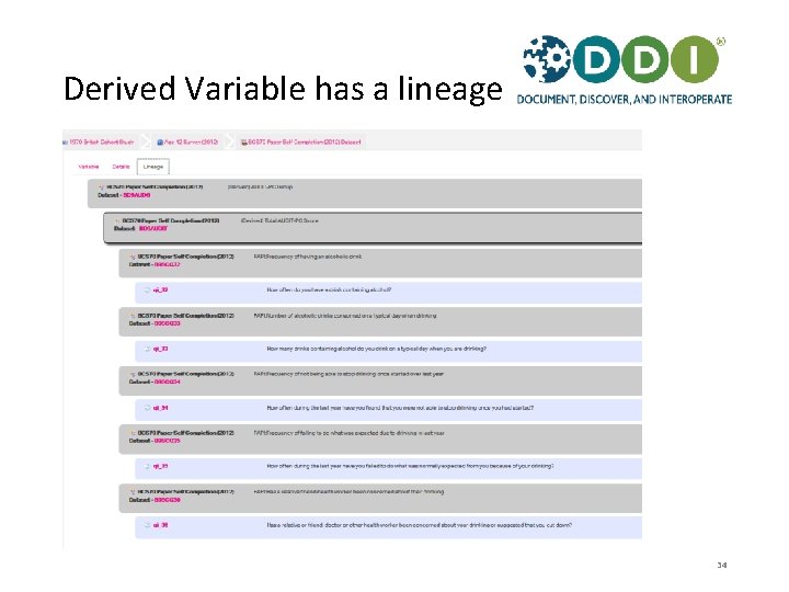 Derived Variable has a lineage 34 