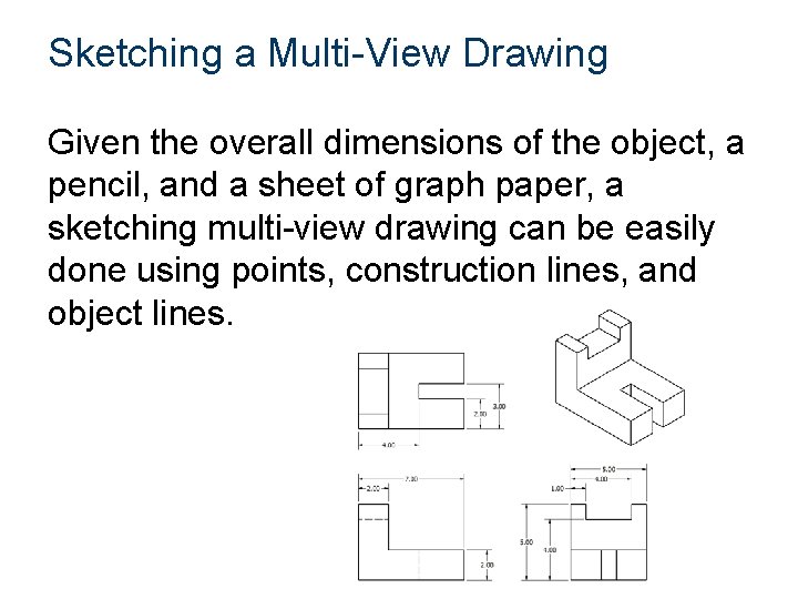 Sketching a Multi-View Drawing Given the overall dimensions of the object, a pencil, and