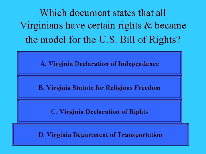 Which document states that all Virginians have certain rights & became the model for