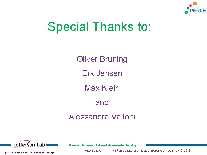 Special Thanks to: Oliver Brüning Erk Jensen Max Klein and Alessandra Valloni Thomas Jefferson